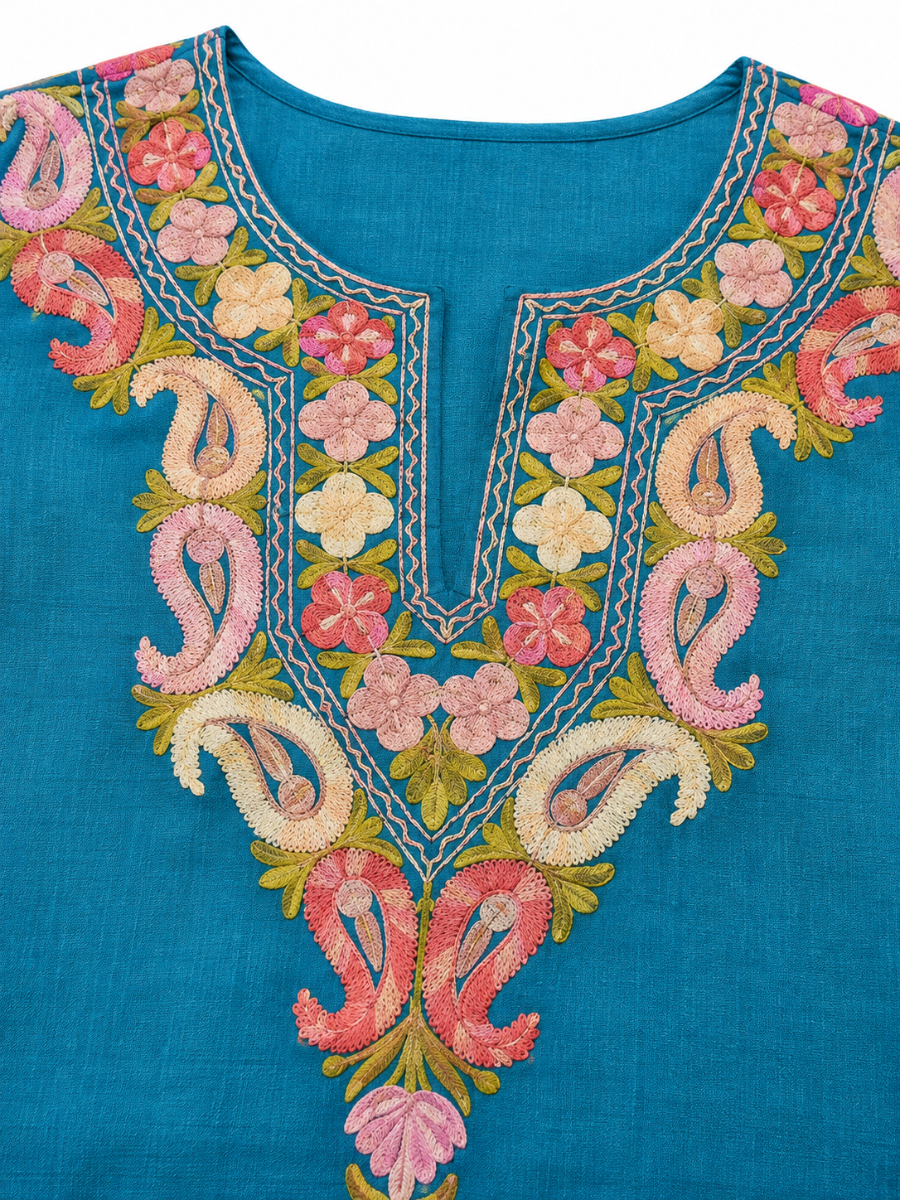 Kashmir Aari cotton Co-Ord Set | Dark Teal